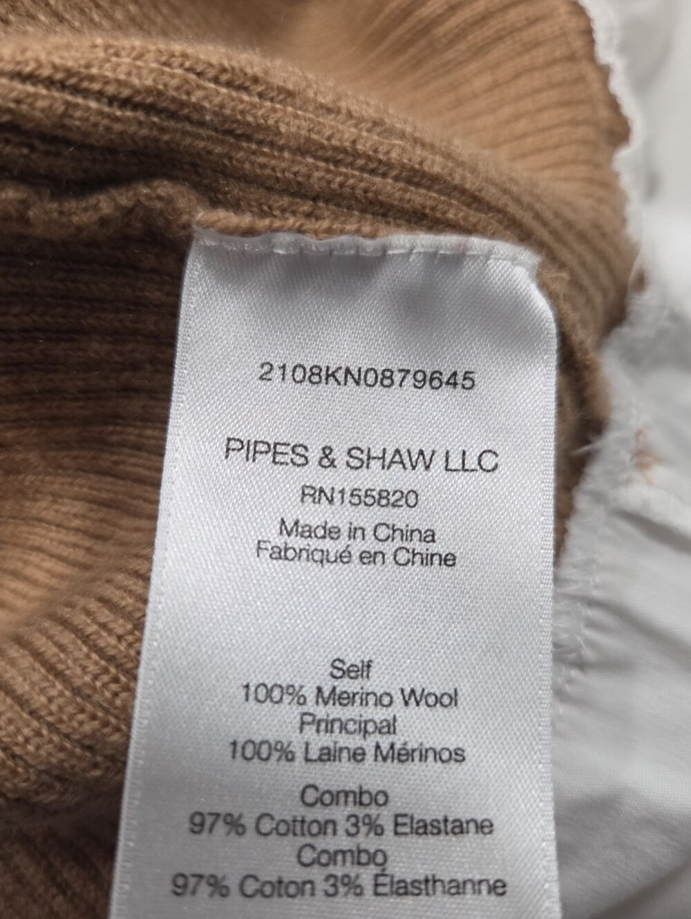 Veronica Beard Rocha Poplin Wool/Cotton Blend Camel Ribbed Sweater with Shirt. L - Picture 7 of 7